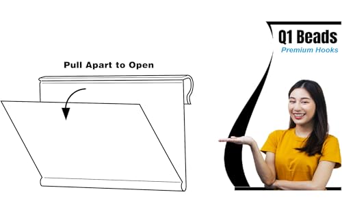 Image of Q1 Beads 50 Pcs. Plastic (L70 mm x H39 mm) Display Pegboard Label Holder for Shelves, for Retail Merchandise Shopping Mall Store Shop Supermarket UPC Price