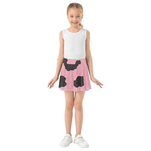 Joisal Cow Spots Pink Tennis Skirts Kids Pleated Girls Skorts Athletic Shorts Flowy Skirt 4t3