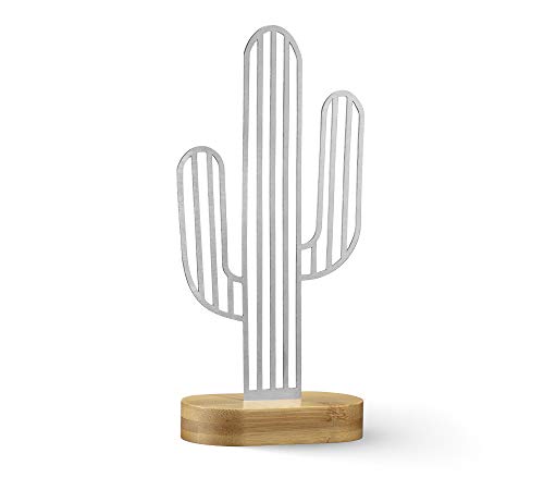 NOX Design Cactus Sign with Stylish Bamboo Stand - Cactus Decorations for Home - Gifts for Plant Lovers - Cactus Gifts - Cactus Decor - Plant Lover Gifts