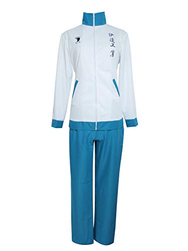 Xiao Wu Haikyuu!! Date Tech Takanobu Aone Volleyball Sportswear Cosplay Costume (Male S) White,Blue