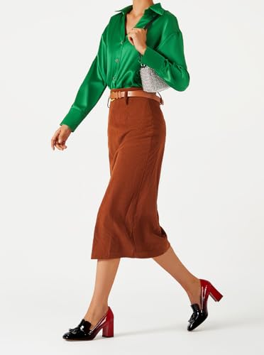 DearOnly Womens Patent Leather Loafers Square Toe Mid Chunky Block Heel Pumps Slip-on Tassel Loafers Office Dress Shoes 3.2 Inches Heels3