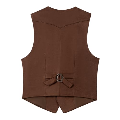 Retro Boys Vest Suede Leather V-Neck Cowboy Style Casual Waistcoat with Pockets3