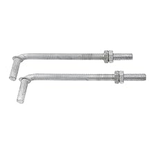 J-Bolt Post Hinge 5/8" x 10"- Male J Bolts with Nuts Pack of 2