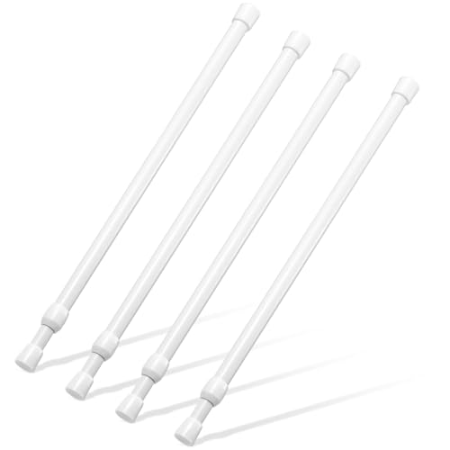 Image of Tension Rod 16 to 28 Inch, Goowin Small Tension Rod, 5 /8 inch Diameter No Drilling Expandable Short Tension Rods Spring Rods, Tension Rods for Closet, Cupboard, Hanging Clothes, 4 Pack, White