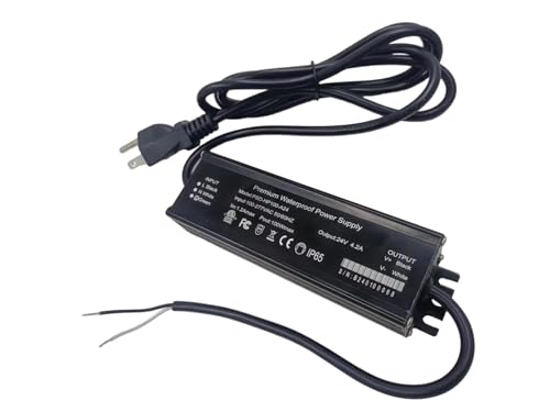 Image of 100W 24V LED Driver ETL Listed Transformer, Waterproof IP65 Power Supply, 100-277V AC to 24V DC Low Voltage Adapter for Outdoor Use (ETL24V100W)