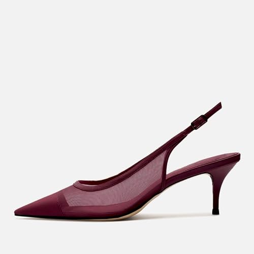 Image of Mesh Kitten Heels for Women Slingback Design with Pointed Toe Breathable and Stylish Elegant Low Heel for Comfort