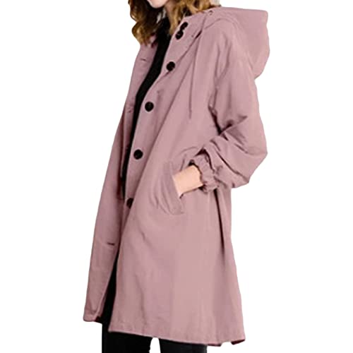 Gabardina con capucha impermeable y chubasquero largo de mujer cortavientos casual