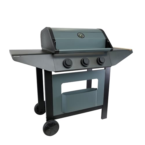 Cook’in Garden - Barbecue Gaz Burn, 3 Brûleurs, Fonction Grill et Plancha, Récupérateur de Graisse Amovible, Thermomètre Intégré, 10,5 kW, Idéal 10...