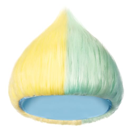 Image of Geyoga 1 Pcs Funny Wig Crazy Hair for Halloween Party,Green Yellow | Funny Colorful Wig Adults Use, Unisex Funky Hairband, Halloween Mardi Gras Cosplay Costume Party Accessories