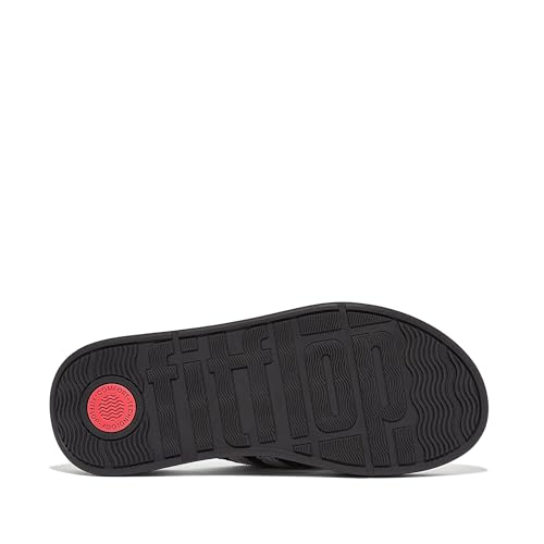 FitFlop F-Mode Crochet Flatform Toe Post Sandals Black 6 M (B)3