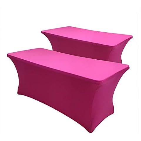 Hipinger 2 Pack Stretch Spandex Table Cover for 8 Ft Rectangle Tables, 96" Length x 30" Width x 30" Height Fitted Tablecloth for Standard Folding Tables (Rose, 8 ft.) Cover