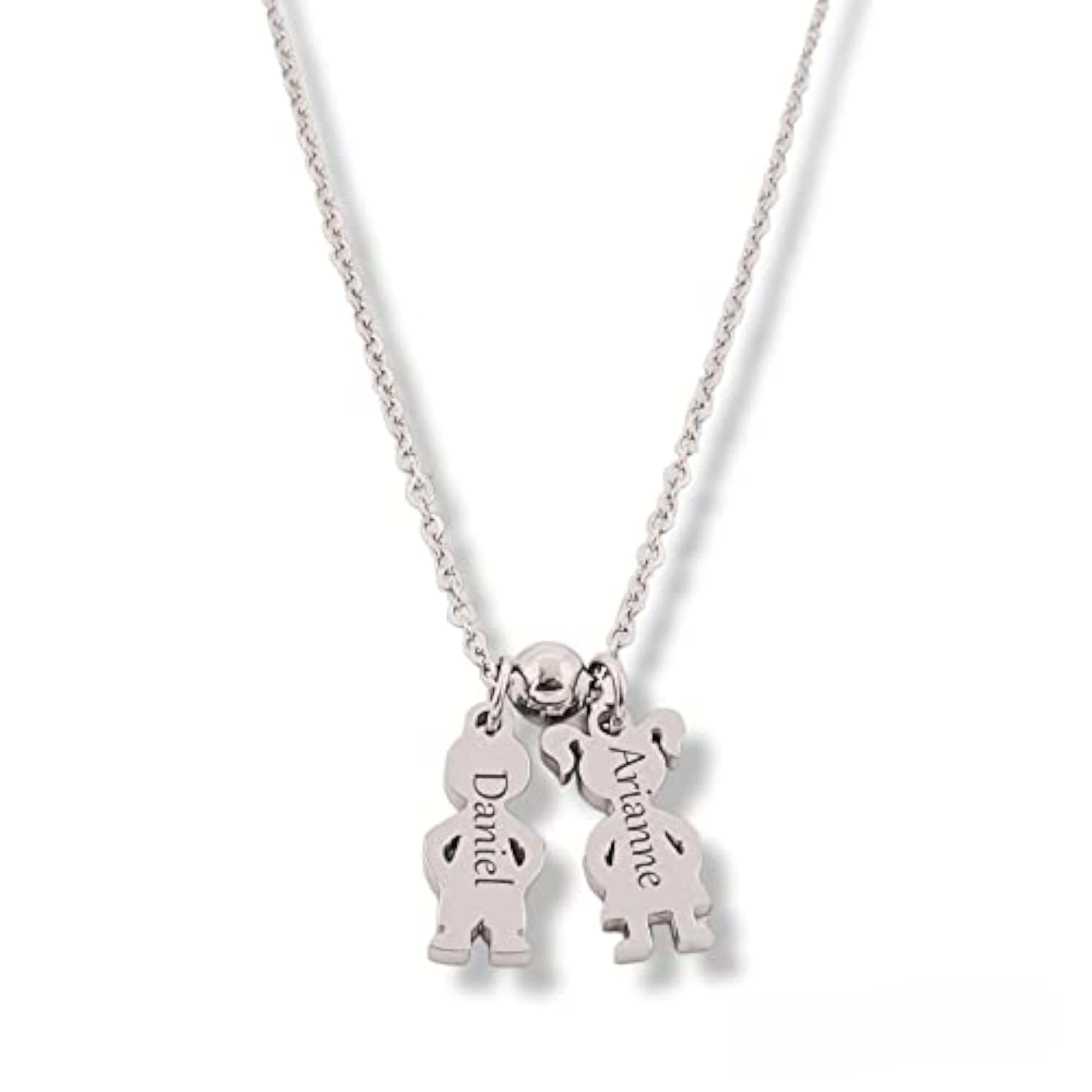 Collar con nombres personalizados, modelo PEQUES, elige tu combinación de niños, acero inoxidable, regalos día de la madre.