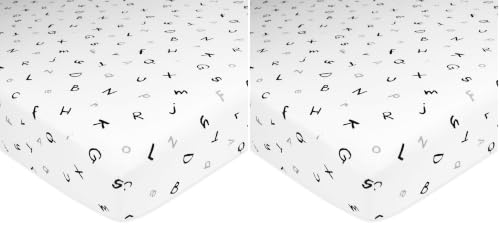 Image of TL Care Cotton Fitted Crib Sheet 52x28, Alphabet (Pack of 2)