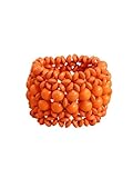 ChungLong0593 Bohemian Wooden Bead Bracelets Boho Colorful Handmade Elastic Stretch Bracelets Design for Women Summer Beach Festival Jewelry (Orange)
