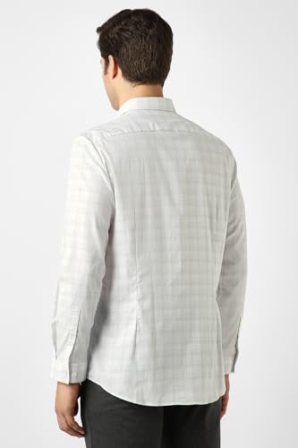 Image of Peter England Men's Classic Wonder Fabric Checkered Slim Fit Formal Shirt | Cotton Rich | Pin Point Oxford