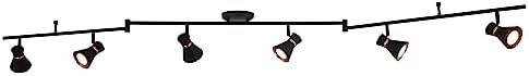 VAXCEL Alto 6 Light LED Matte Black with Gold Satin Brass Accents Mid-Century Modern Swing Arm Directional Ceiling Spot Fixture with Metal Shades