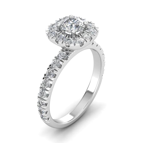 1.5 Carat TW Lab Grown Women's Diamond Halo Engagement Ring in 10k White Gold3