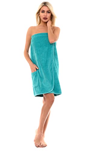 Image of TowelSelections Womens Shower Wrap Adjustable Cotton Terry Cloth Gym Cover Up with Snaps