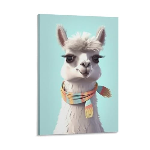 Tableau lama amusant avec cadre pour égayer un mur vide