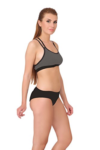 Image of Fashion Comfortz Sports Bra and Panty Set,Ladies Undergarments for Sports,Womens Girls Cotton Lycra Spandex,Bra and Panty Set,Sexy Lingerie,Regular Bra and Panty for Girls Sexy. Grey