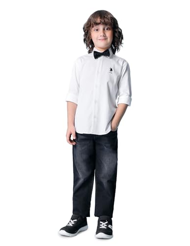 Image of Regular fit Solid Cotton Long Sleeves Casual Shirts (UKOESHT1522 White 6-7Y)