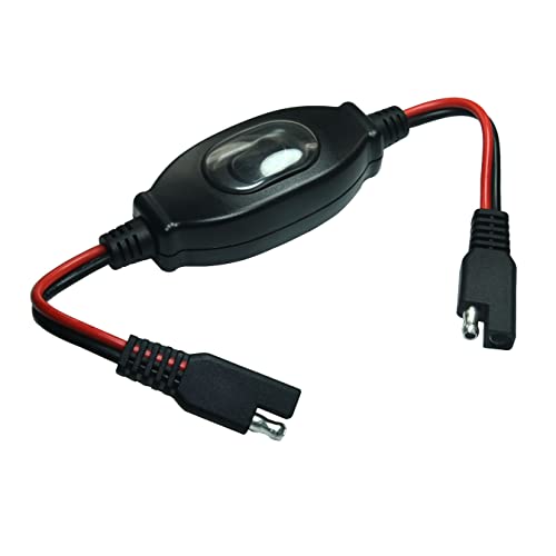 FILSHU SAE Extension Cable 16 AWG Wire Harness 12V-24V DC SAE to SAE Cable with ON/Off Switch Quick Connect/Disconnect Snap Action Cable for Motorcycle,Cars,Camp Trailer Solar Panels(30cm/1ft)