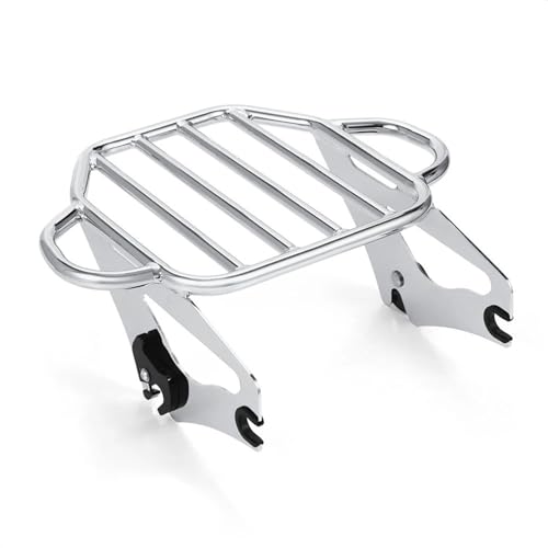 Portaequipajes Traseros Compatible con Touring para Road para King para Street para Electra para Glide 2009-2024 Portaequipajes Desmontable con Montaje En Rack, Cromado Negro(Chrome)