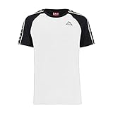 Camiseta de manga corta. Logo y nombre de la marca en el lado izquierdo superior del pecho. Banda lateral en otro color en la manga.