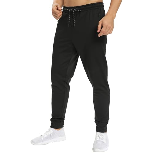1 Pack/2 Pack Mens Jogger Gym Sweatpants, Athletic Jogger Workout Pants for Men,Running Track Pants with Zipper Pockets3