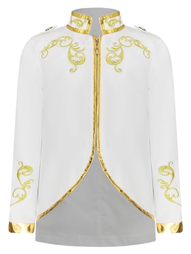renvena Boys Palace Prince Gold Embroidered Jacket Kids Halloween Long Sleeves Court Uniform Coat