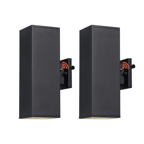 mirrea 14" Dusk to Dawn Outdoor Porch Light, Matte Black, 2 Lights, 2 Pack