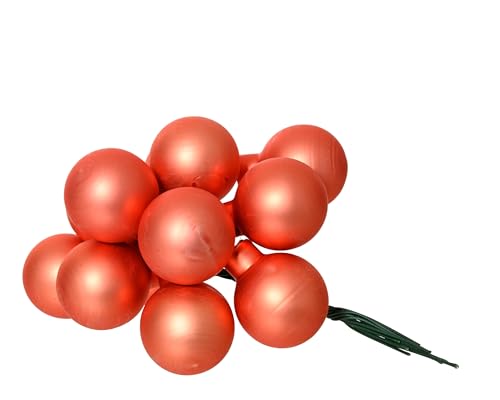 Weihnachtskugeln am Draht Glas 2,5cm x 12 Stück Spiegelbeeren Matt -...