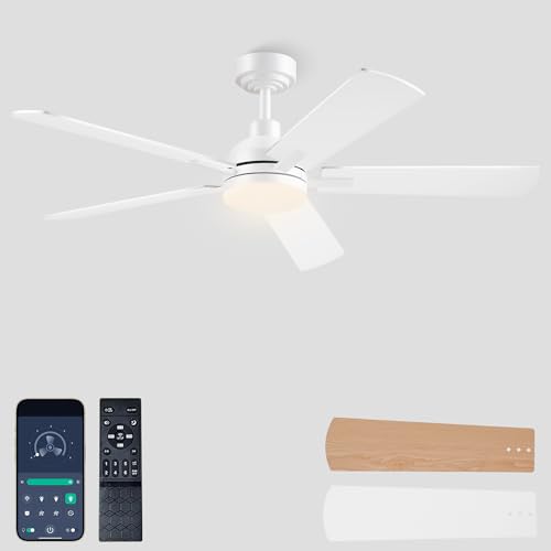 JSAITEE 52 Inch Smart Ceiling Fan with Lights, Remote & App Control, DC Reversible Motor, 8 Speeds...