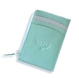 iulius Tarjetero Minimalista Unisex de Cuero Genuino, Estilo Moderno y Juvenil (Verde Marino)