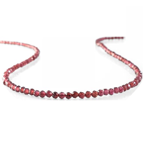 Collier en perles de grenat rouge pour femme avec rallonge en argent 925