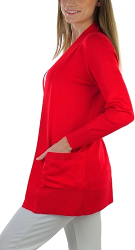 Image of ToBeInStyle Women's Long Sleeve Rib Banded Open Sweater Cardigan