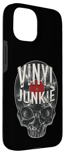 Vinyl Junkie Record Collector Rétro Vintage Gothic Skull Coque pour iPhone 15 – vue 3