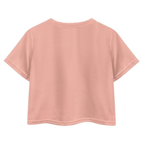 Image of Cute Crop Tops for Girls Short Sleeve Summer T Shirts Fashion Graphic Tees Crew Neck Pullover Tee 5-14 Years