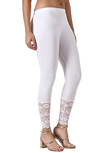 Image of Women's Soft & Stretchable Cotton Leggings Lace Ankle Length Color
