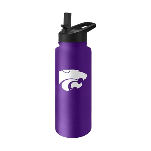Image of Logo Brands NCAA Kansas State Wildcats 34 oz Stainless Steel Quencher Bottle - Team Color, Straw Included, No-Spill Lid, Easy Carry Handle - Keeps Drinks Cold For Hours