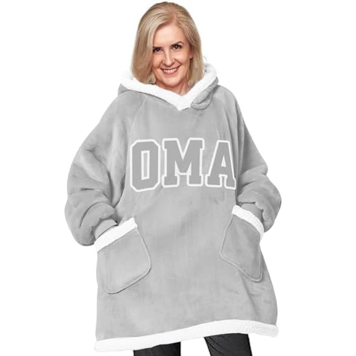 ZJZG OMA Hoodie Decke mit Ärmeln - Kuschelpullover als Geschenke für Frauen - Weich Warm Geburtstag Ruhestand Geschenke für Oma von Enkel