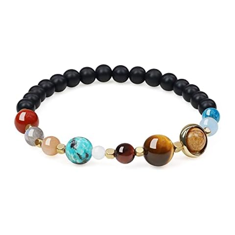 COAI Pulsera de Piedras Naturales Semipreciosas con Cuentas de Ónice y Planetas Cover