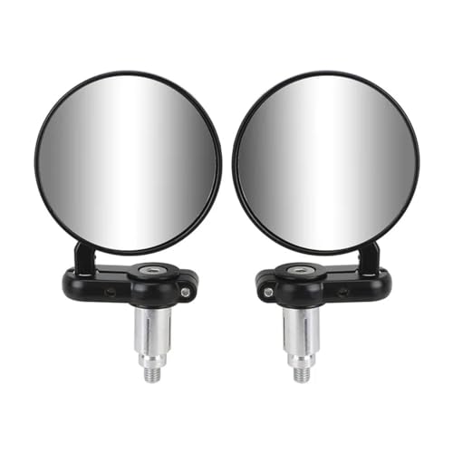 Espejos para motocicleta universales de 22mm en extremo de manillar negros 2 piezas