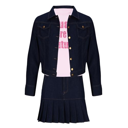 Dormation Men White Chicks Cosplay Costume Marcus Kevin 3Pcs Jacket Skirt T-Shirt Black Detective Outfit Halloween Party Wear (Dark blue Large)
