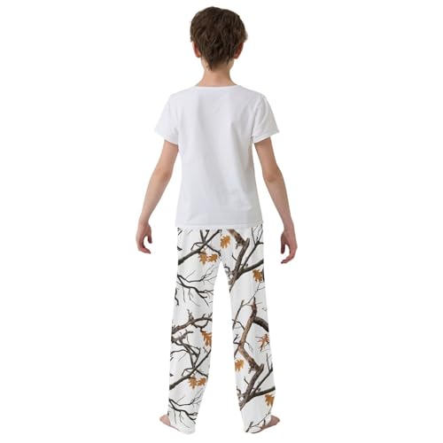 ZZXXB Maple Tree Boys Long Pants Soft Trousers Elastic Waist Kids Lounge Bottoms with Pockets S-XL3