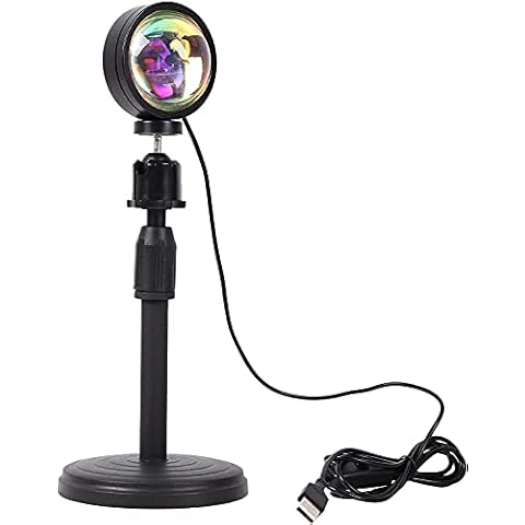 4 in 1 Sunset Projection Lamp, LED Night Light 180° Rotation Sunset Lamp, USB Romantic Atmosphere Light Selfie Light Floor Lamp,Rainbow Light Projector Bedroom Decor Party Cover