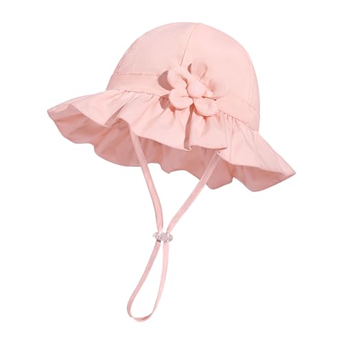 Image of Baby Girl Wide Brim Bucket Hats with UPF 50+ Outdoor Adjustable Beach Hat with Sun Hat