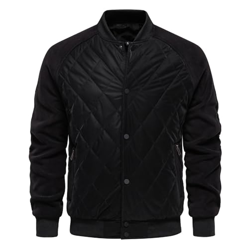 Mens Bomber Jackets Diamond Quilted Puffer Jacket Fall Winter Warm Padded Coats Rib Varsity Lightweight Coat Pockets2