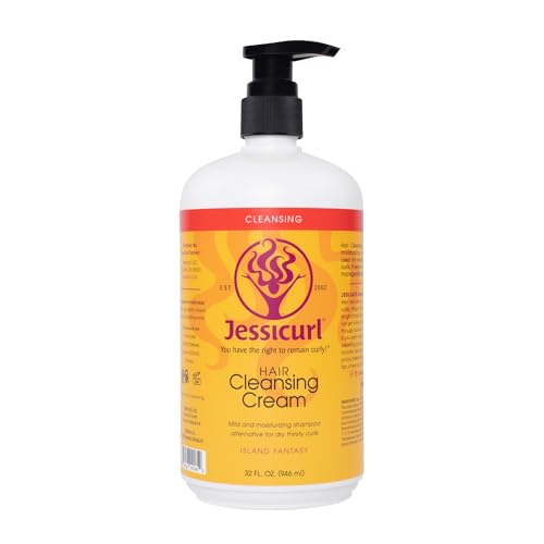 Jessicurl, Hair Cleansing Cream, Island Fantasy, 32 Fl oz. Moisturizing Shampoo for Curly Hair, Sulfate Free Shampoo for Dry Hair