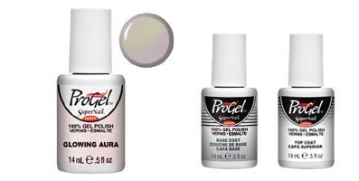 New Glowing Aura Supernail ProGel Polish – 14 ml + ProGel base coat and top coat.